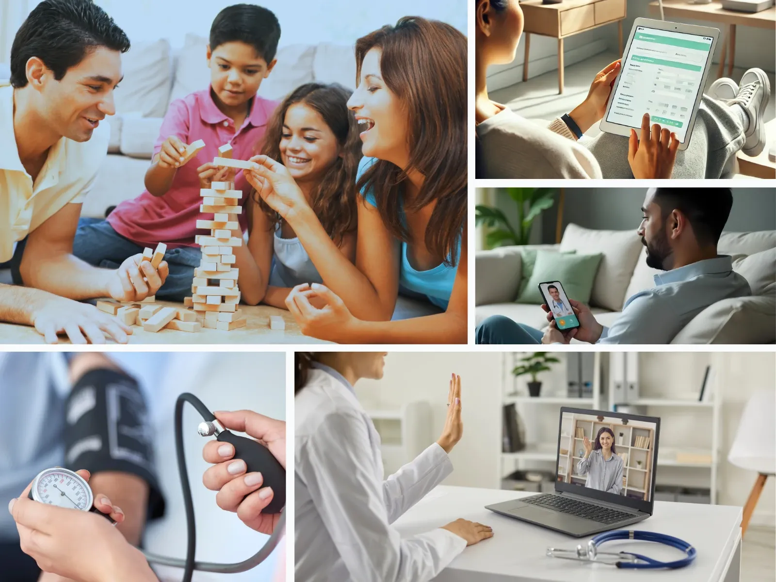 Images showing Everhealth Lufkin provides psychiatric services for all ages, including children, adolescents, adults, and older adults. Services also show that both in-office and home virtual visits are possible with a mental health professional. Psychiatric intake and assessment uses online system to streamline services.